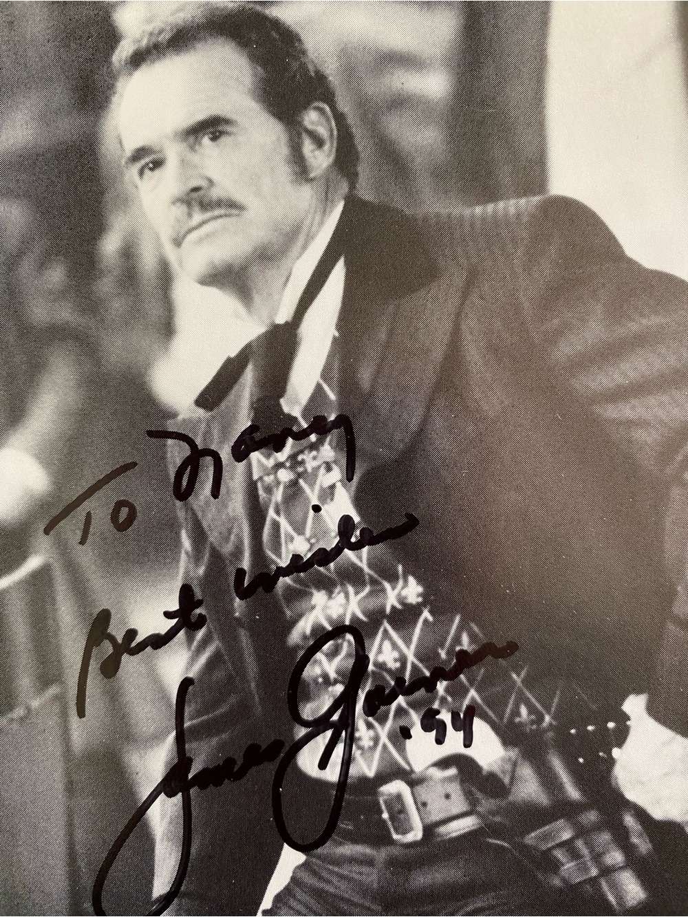 Signed James Garner 1994 Postcard